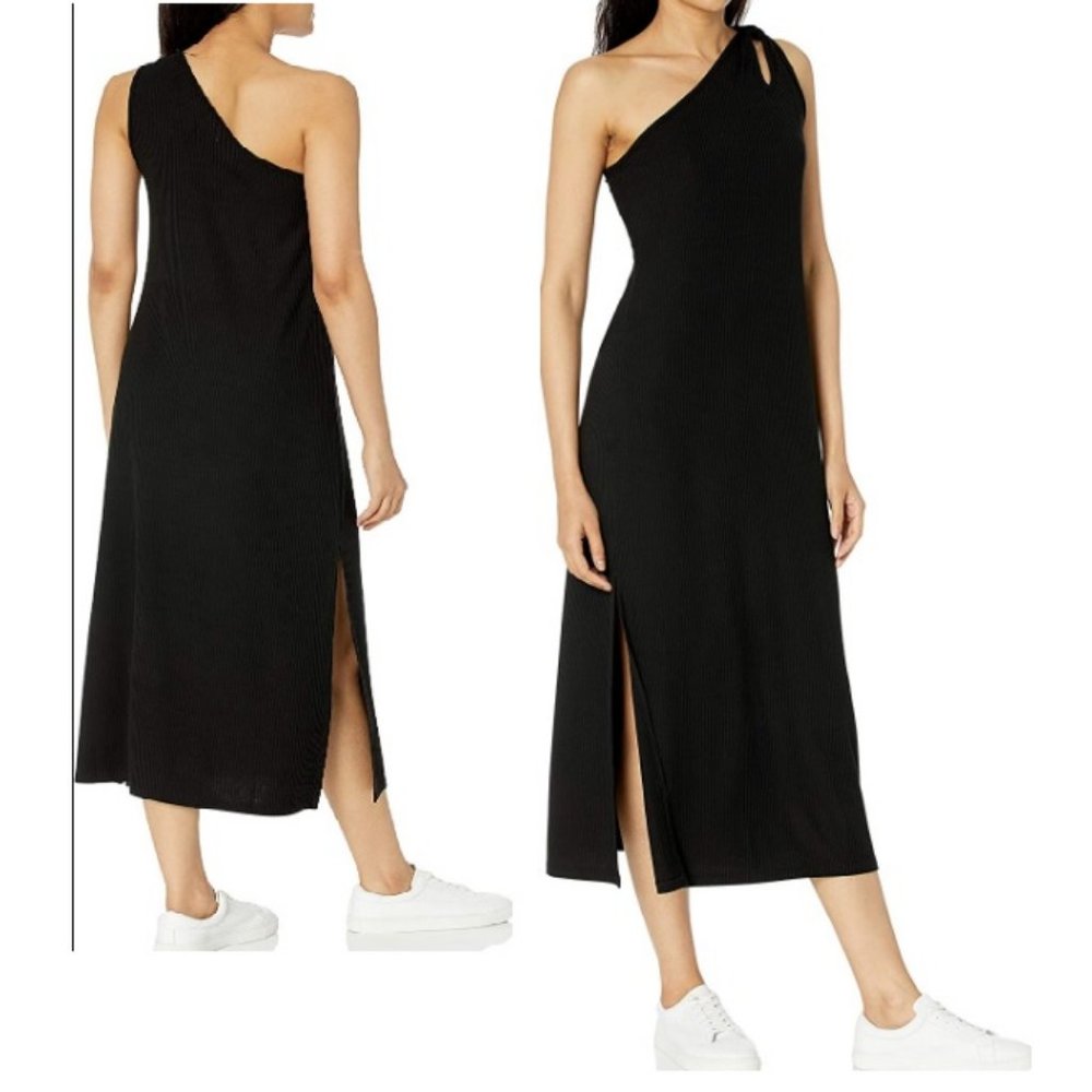 NWT Loose-Fit One-Shoulder Cutout Rib Knit Maxi Dress